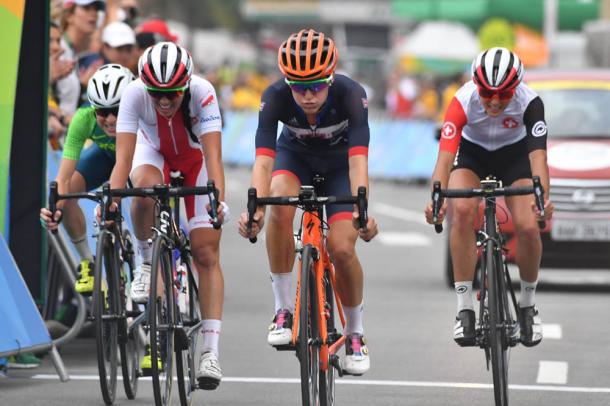 Armitstead rolls across the line in fifth place yesterday / Cycling Weekly