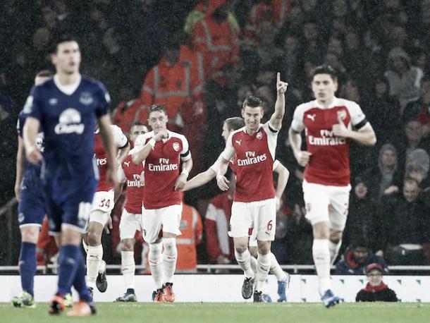 Arsenal celebrate a win over Everton earlier this season. Photo: Sportsmole