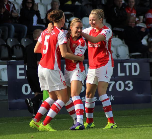 Jordan Nobbs celebrates with her Arsenal team-mates. (Image source: joshjdss - Flickr)