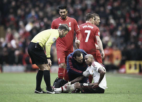 Young picked up his injury at Anfield | Photo: Alex Livesey/Getty Images Sport