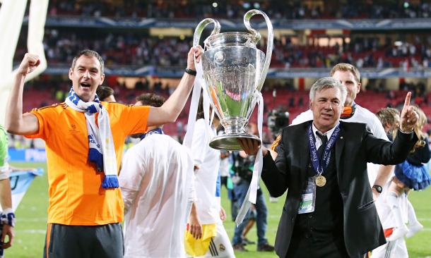 Clement y Ancelotti con la décima Copa de Europa del Real Madrid. Foto: The Guardian