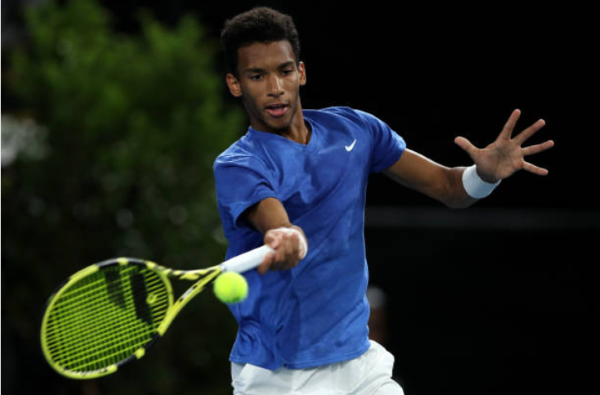 Auger-Aliassime in action in Adelaide/Photo: Paul Kane/Getty Images