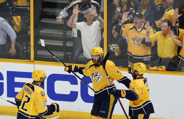 Watson celebrates after scoring on Nashville's first shot of the game/Photo: Sanford Myers/Getty Images