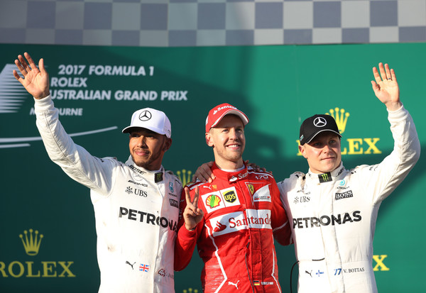 Podio de Australia: 1º Vettel 2º Hamilton 3º Bottas | Fuente: Getty Images