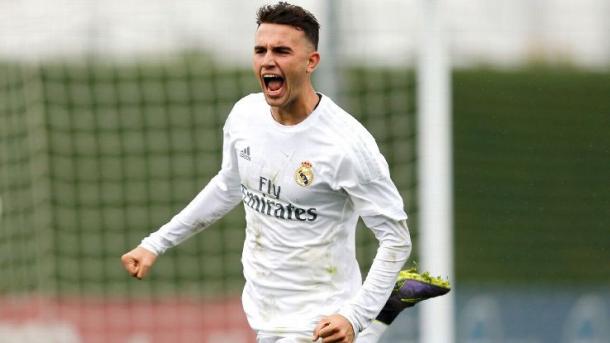 Mayoral celebrates one of his goals for Real Madrid's youth side. | Image source: ESPN FC