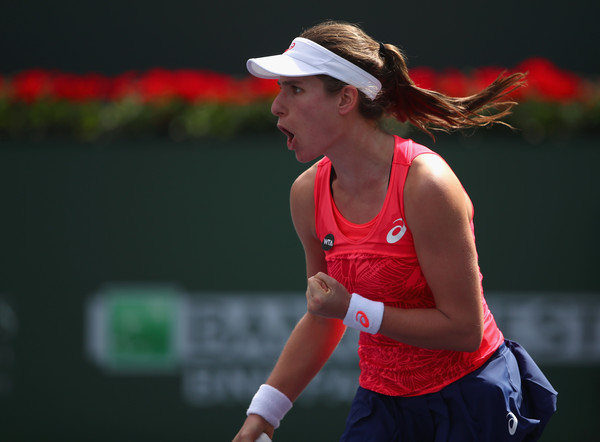 Johanna Konta celebrates winning a point | Photo: Clive Brunskill/Getty Images North America