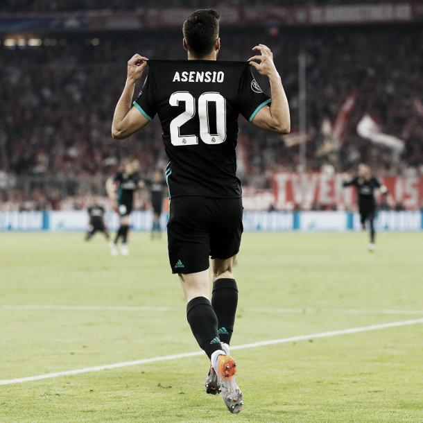 Marco Asensio celebrando su gol. FOTO: @realmadrid