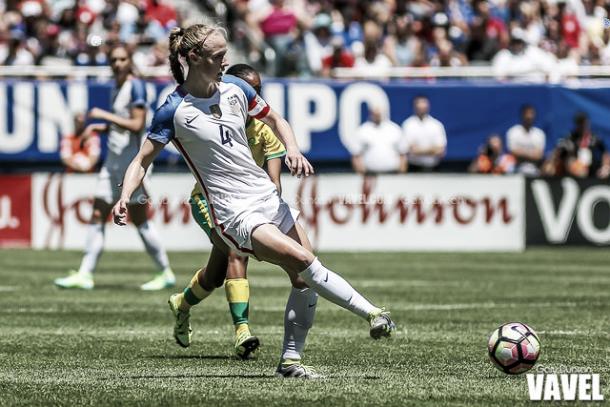 Sauerbrunn's set pieces were a key factor in the win. (Photo credit: Gary Duncan/VAVEL USA)