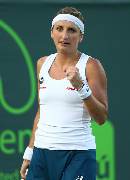 Bacsinszky pumps her first. Photo: Clive Brunskill/Getty Images