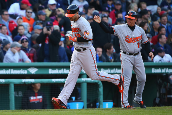 Chris Davis (19) rounds third base after hitting a monster home run in the top of the ninth inning of Craig Kimbrel. (Source: Maddie Meyer/Getty Images North America)