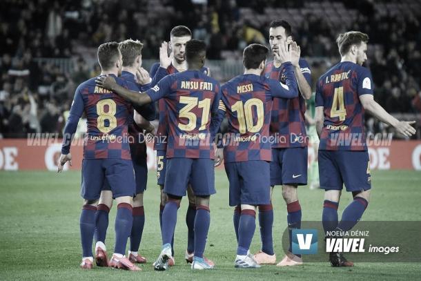 Celebración de un gol del Barcelona | Foto: Noelia Déniz - VAVEL