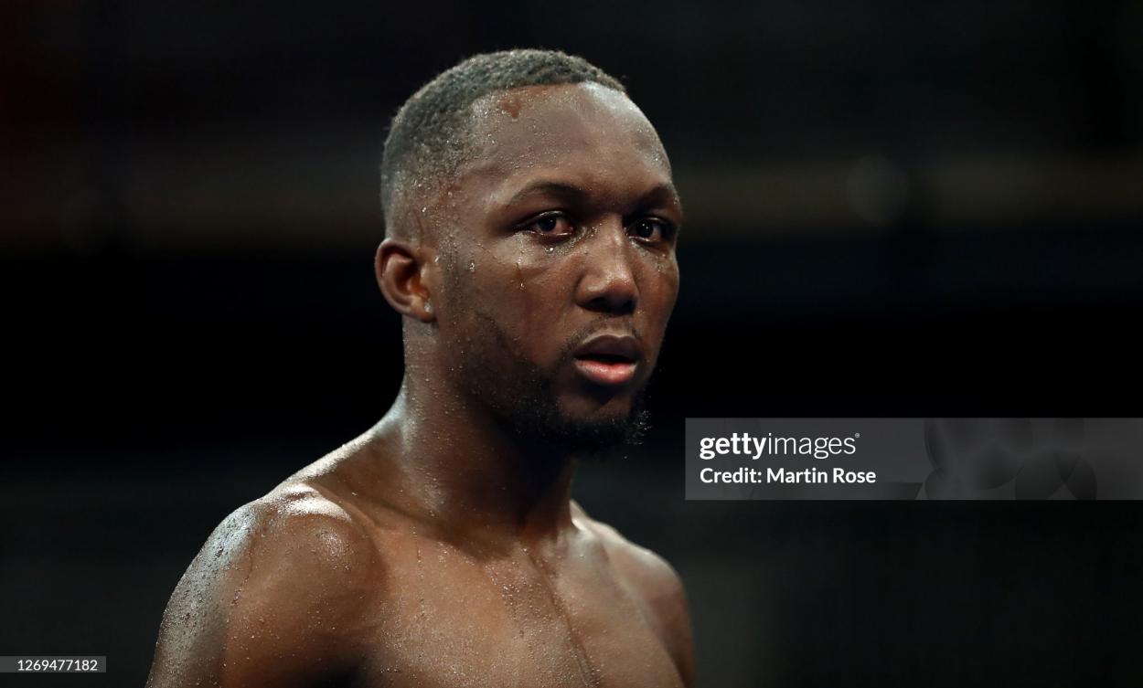 BERLIN, GERMANY - AUGUST 28: Abass Baraou of Germany reacts after their IBF Eliminator Light Middleweight fight between Abass Baraou and Jack Culcay during the AGON Fight Night at Havelstudios on August 28, 2020 in Berlin, Germany. (Photo by Martin Rose/Bongarts/Getty Images)