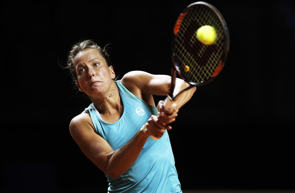 Barbora Strycova in action at the Porsche Tennis Grand Prix | Photo: Adam Pretty/Bongarts