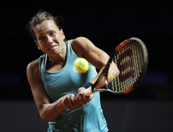 Barbora Strycova in action at the Porsche Tennis Grand Prix last week | Photo: Adam Pretty/Bongarts