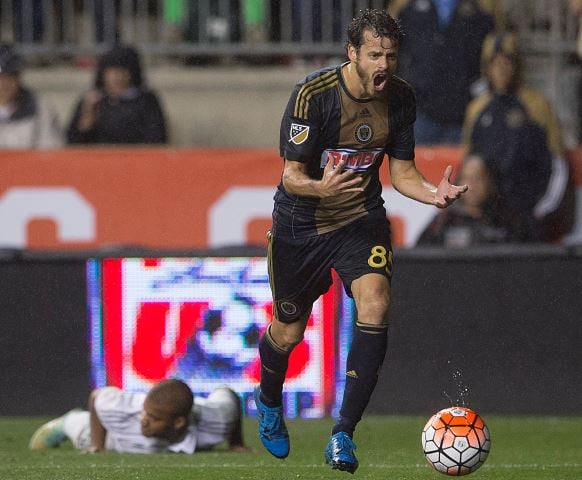 Tranquillo Barnetta #85 of the Philadelphia Union reacts in the game against Sporting Kansas City in the U.S. Open Cup Final on September 30, 2015 at PPL Park in Chester, Pennsylvania. Sporting Kansas City defeated the Philadelphia Union in penalty kicks. (Photo by Mitchell Leff/Getty Images