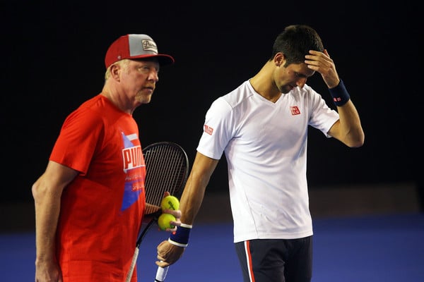 Boris Becker (left) and Novak Djokovic before the Australian Open (Photo: Graham Denholm/Getty Images)