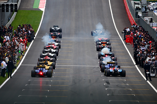 The drivers begin their parade lap in Austria | Photo: Dan Isistene/Getty Images Sport