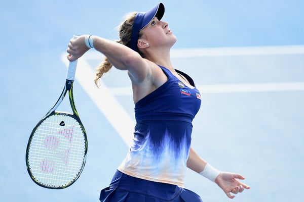 Bencic serves during the match | Photo: Brett Hemmings/Getty Images AsiaPac