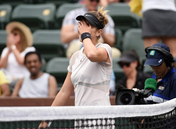 Belinda Bencic could not believe that she rebounded back from the brink to claim the win | Photo: Kevork Djansezian/Getty Images North America