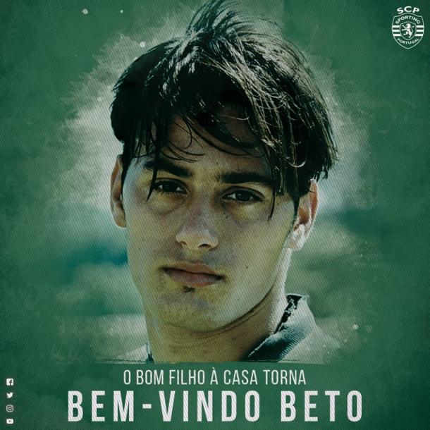 Bienvenida a Beto con una imagen de sus inicios en el club lisboeta | Foto: Twitter Sporting Portugal