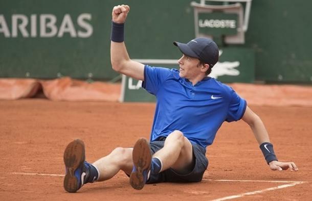 Blancaneaux celebrates his victory. Photo: Susan Mullane/ITF