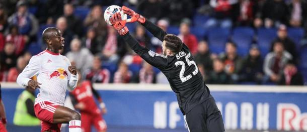 Bradley Wright-Phillips will look to find a way past Alex Bono | Source: torontofc.ca