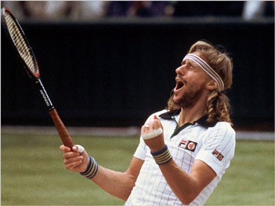 Borg celebrates his epic 1980 Wimbledon victory. Photo: AP