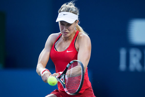 Eugenie Bouchard hits a backhand at the Rogers Cup last year. Photo: Melissa Renwick/Getty Images