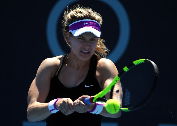 Bouchard strikes a backhand during the final. (Photo: Robert Cianflone/Getty Images)
