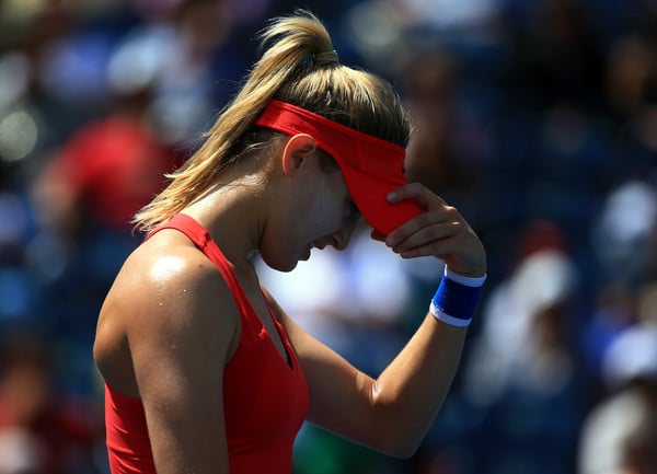 Bouchard shows her frustration during her loss to Vekic. Photo: Vaughn Ridley/Getty Images