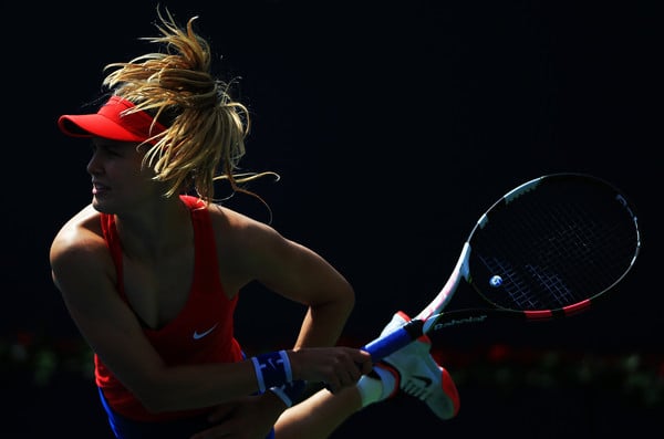 Bouchard serves during her first round loss. Photo: Vaughn Ridley/Getty Images