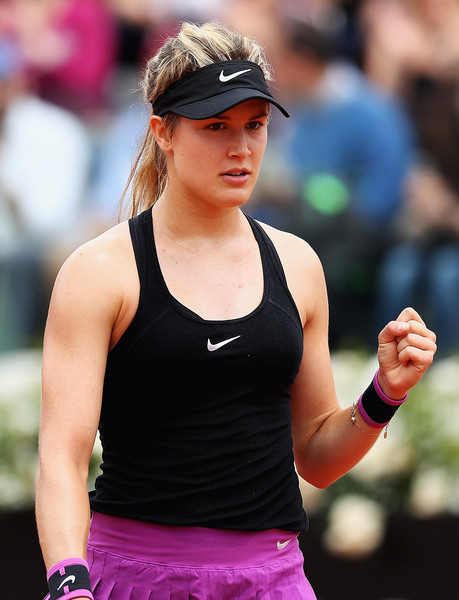 Bouchard pumps her first during her upset win over Kerber. Photo: Matthew Lewis/Getty Images