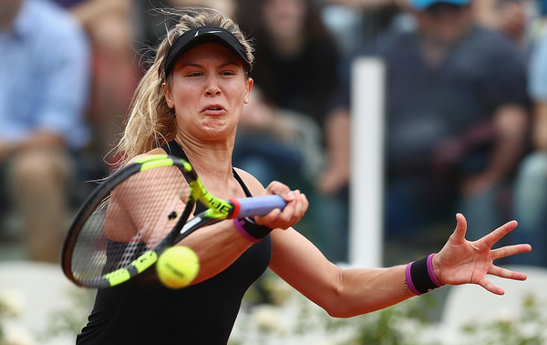 Eugenie Bouchard crushes a forehand during her second round win. Photo: Matthew Lewis/Getty Images