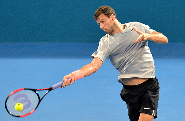 Grigor Dimitrov in action during his win over Steve Johnson (Getty Images Sport/Bradley Kanaris)