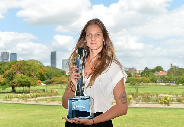 Karolina Pliskova after winning her first title of 2017 at the Brisbane International (Getty/Bradley Kanaris)