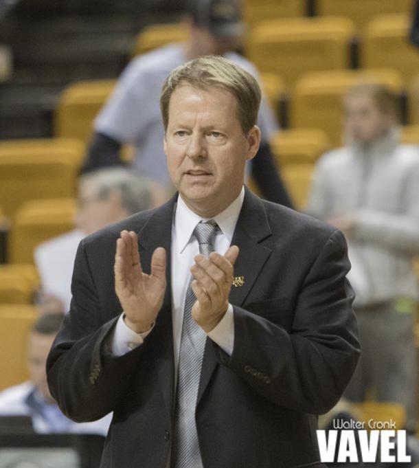 Head Coach Shane Clifpell of Western Michigan celebrates after the team wins its 7th game in a row. Photo: Walter Cronk