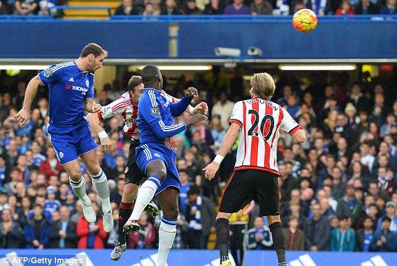 Ivanovic rises highest to open the scoring. (Image credit - AFP/Getty Images - Daily Mail)