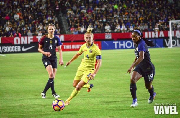 Morgan Brian (left) has been available for the USWNT but her field time has been limited | Source Alondra Rangel - VAVEL USA