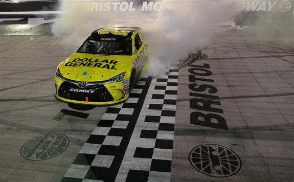 Kenseth celebrates after winning last year. (Brian Lawdermilk/NASCAR Via Getty Images