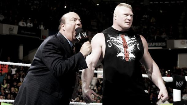 Heyman raises Lesnar's profile. Photo- WWE.com