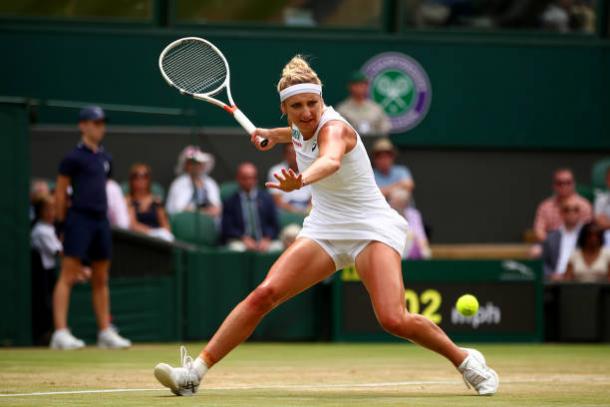 Bacsinszky in action during her Wimbledon match against Agnieszka Radwanska (Getty/Clive Brunskill)