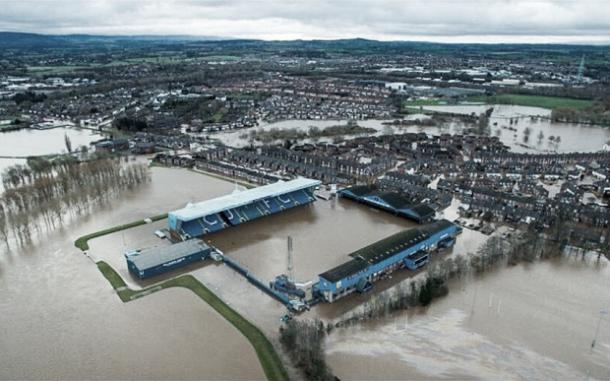 Brunton Park underwater only a couple of weeks ago. Photo: The Telegraph