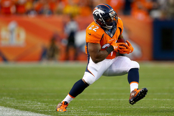 Denver Broncos running back C.J. Anderson (#22) rushed for 94 yards and two touchdowns (one receiving) in Broncos victory over Carolina Panthers in week 1.  Photo: Getty Images.