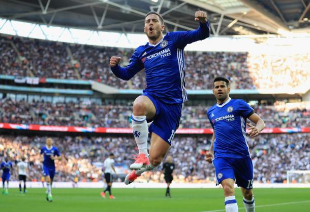 Hazard festeja su gol ante Tottenham en la FA Cup | Foto: Chelsea.