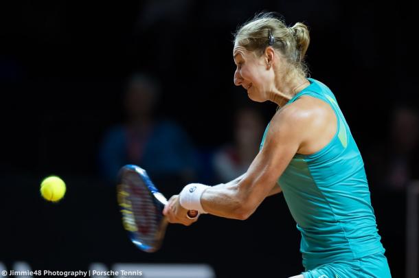 Ekaterina Makarova in action at the Stuttgart Open | Photo: Jimmie48 Tennis Photography