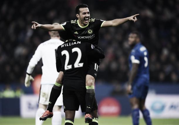 Pedro junto a Willian celebrando el tercer gol | Foto: Chelsea