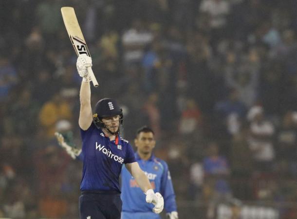 Morgan celebrates his century in Cuttack | Photo: ECB