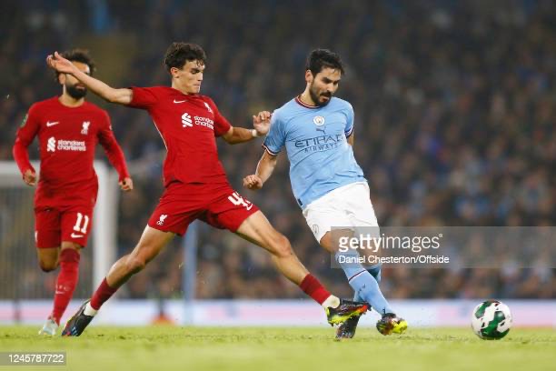 Stefan Bajcetic battles with Ilkay Gundogan of Manchester City (photo by 