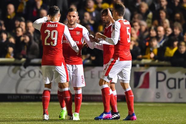 Lucas Perez esulta per la rete. https://twitter.com/arsenal