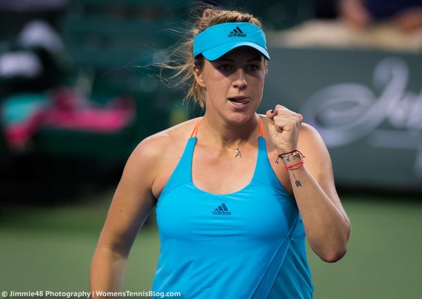 Anastasia Pavlyuchenkova celebrates winning a point | Photo: Jimmie48 Tennis Photography